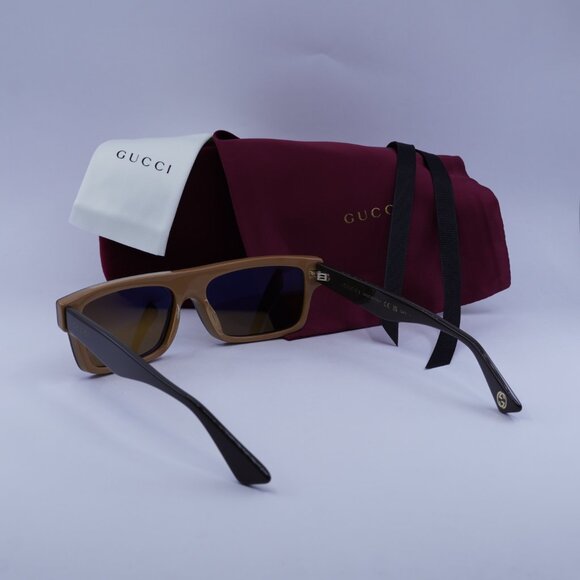 Gucci GG1616S 002 Rectangle Sunglasses - Bilayer Brown/Gold Mirror - Picture 7 of 10